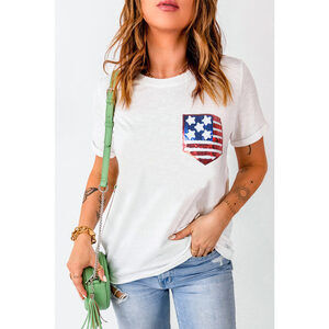 US Flag Round Neck Short Sleeve T-Shirt